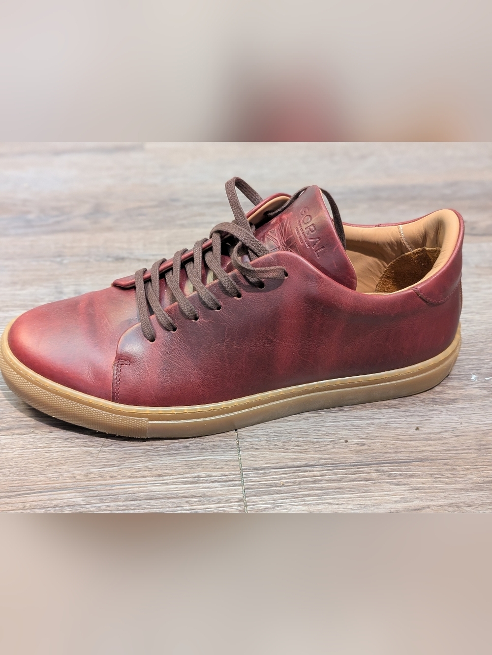 Goral and Son Low Top Leather Sneaker Burgandy-Brown Color - May Run Small - Picture 12 of 16
